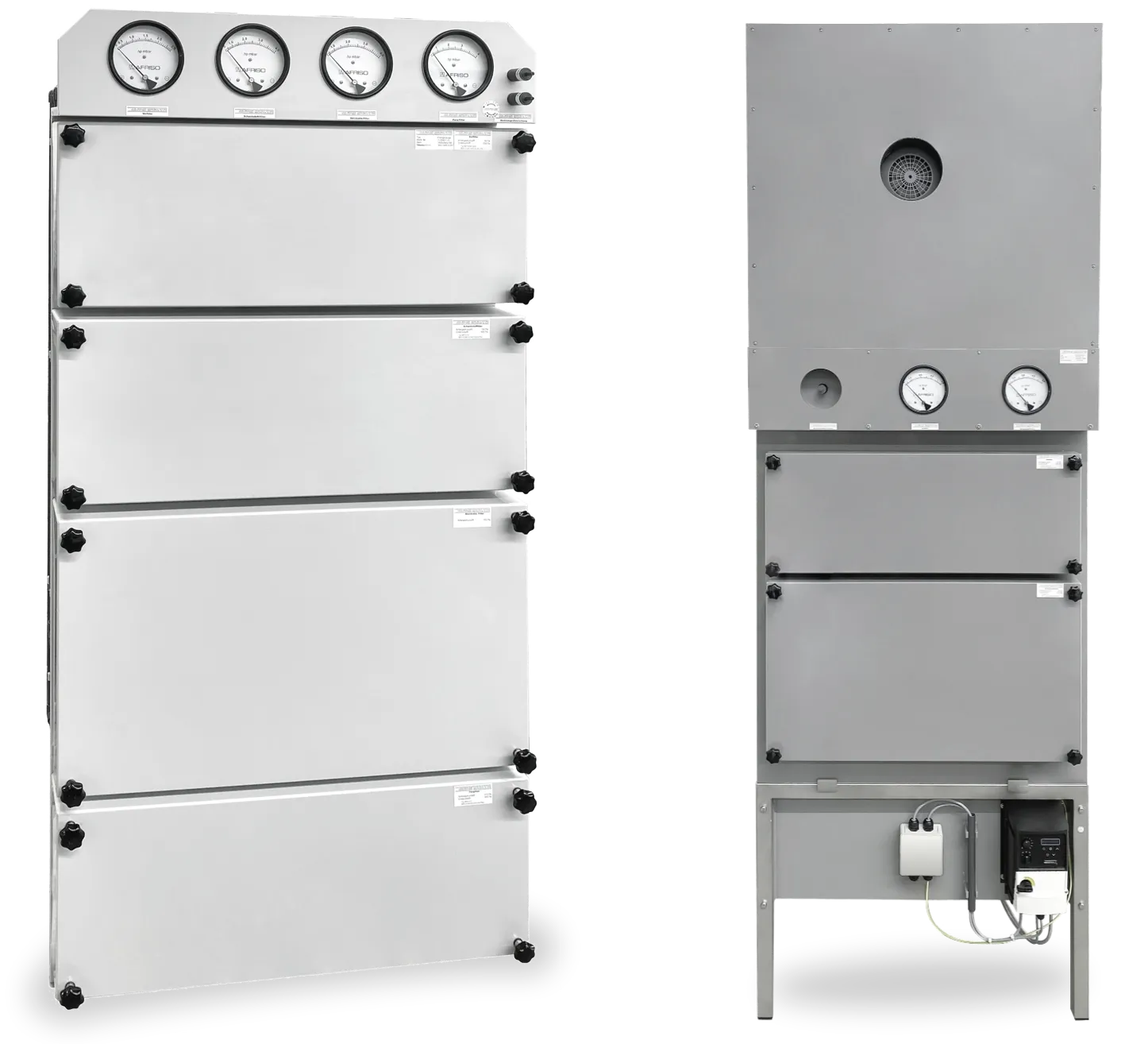 Vier- und Zweistufiger Abluftfilter inkl. Stützventilator für Industrie, Labor & Schule