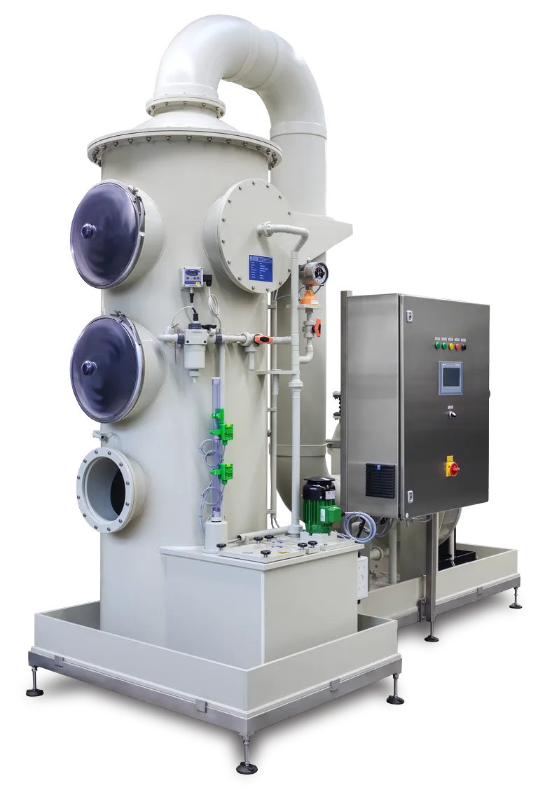 Seitenansicht vorne links der Absorptionsanlage aus Kunststoff